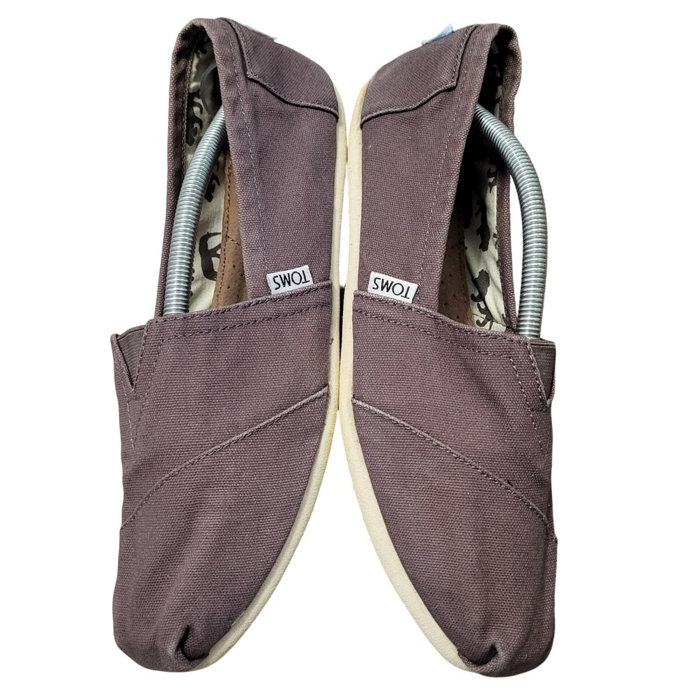 TOMS Womens Alpargata Canvas Slip On Flats Gray Taupe Shoes Animal Print size 10
